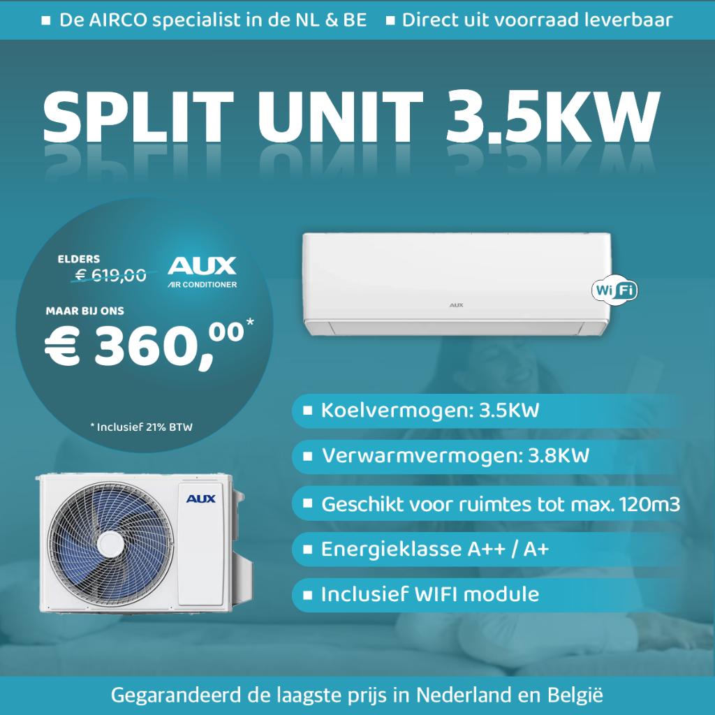 AUX Airco Split Unit 3,5kW + GRATIS WIFI, Enlèvement, Neuf