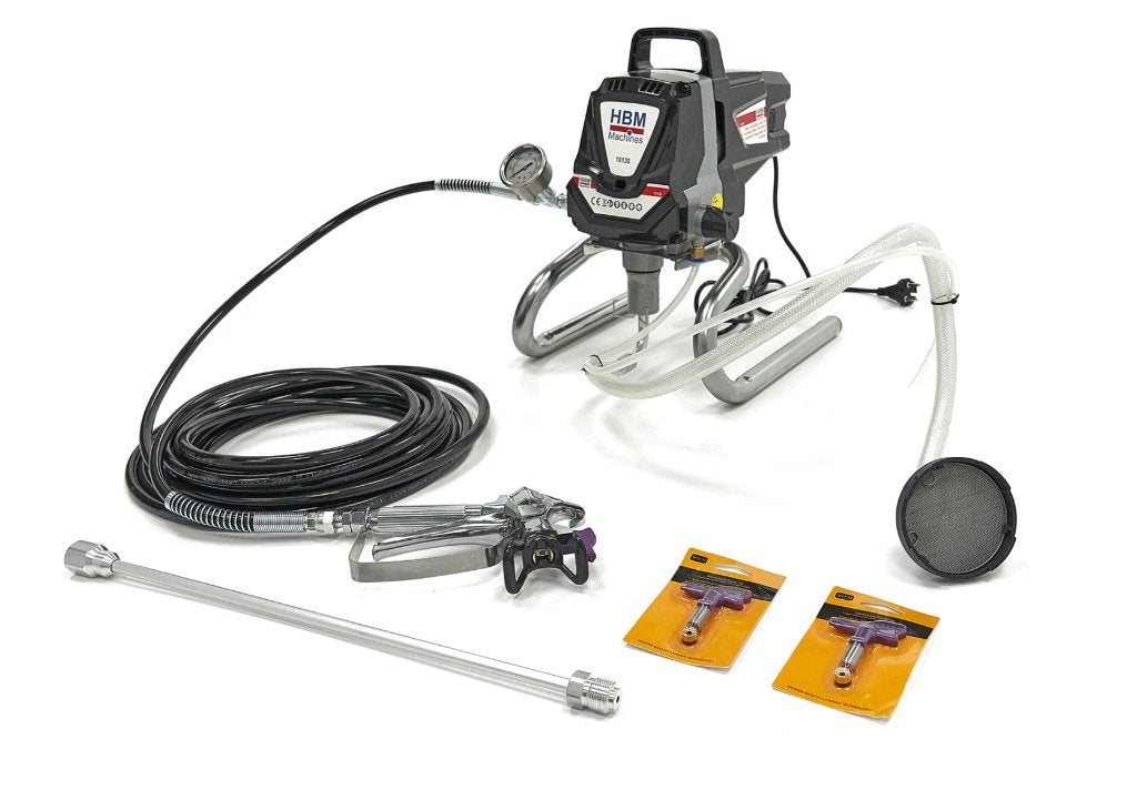 HBM Hogedruk Airless Verfspuitmachine 1010 Watt, Doe-het-zelf en Bouw, Ophalen, Zo goed als nieuw, Verfspuit of Verfpomp