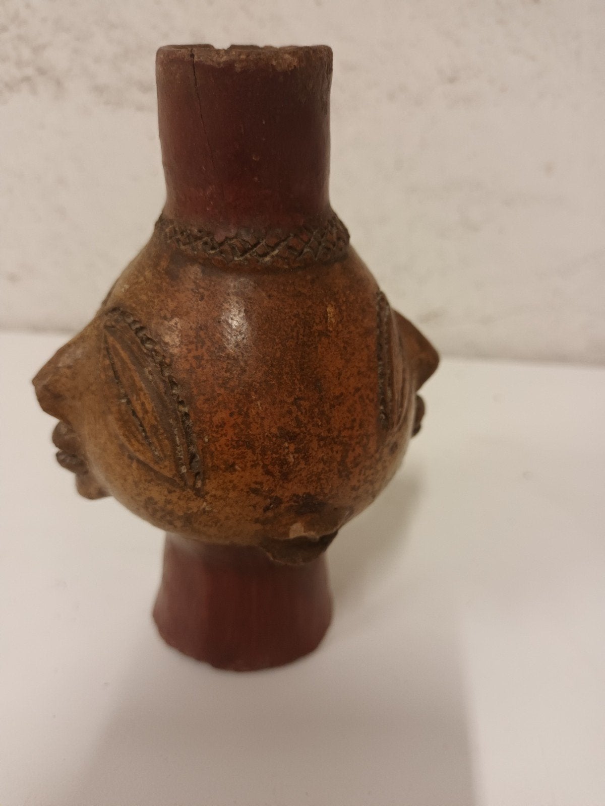 Uniek Handgemaakt Etnisch Terracotta Vaasje / Etnische Kunst, Ophalen of Verzenden