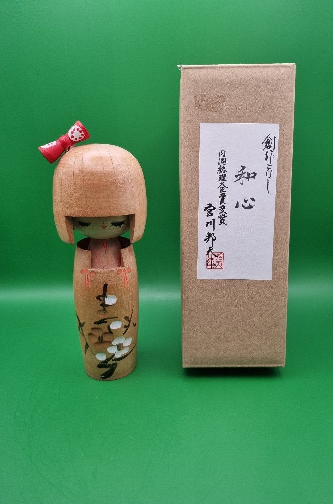 Mooie Washin Kokeshi van Miyagawa Kunio, Hout, Geschilderd, Ophalen of Verzenden, 18 cm