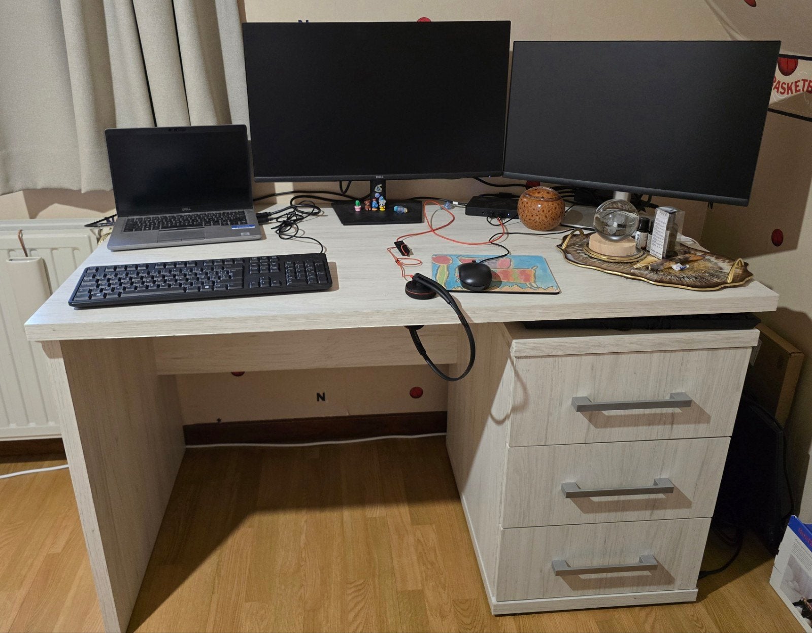 Bureau met 3 lades, 70B x 130L x 77H, Huis en Inrichting, Ophalen, 70 cm, 130 cm