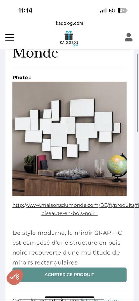 Miroir “GRAPHIC”, 125 cm ou plus, Moins de 100 cm, Comme neuf, Enlèvement