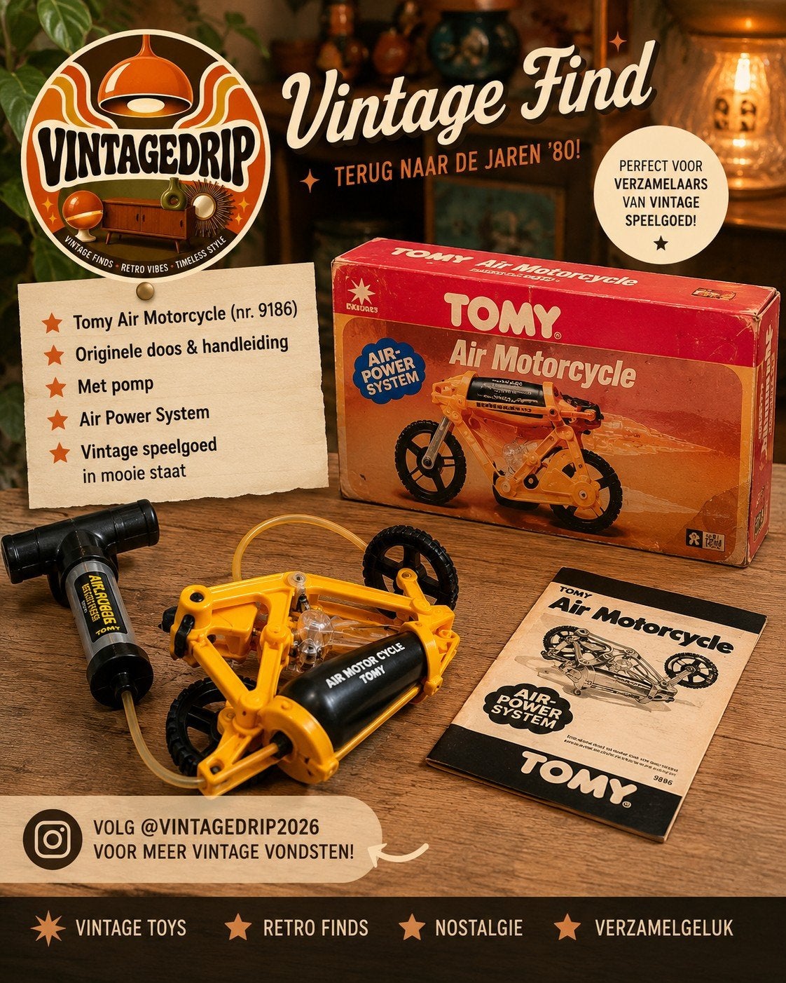 Moto Tommy Air 1986 — Vintage des années 80 avec boîte et po, Enlèvement ou Envoi, Comme neuf