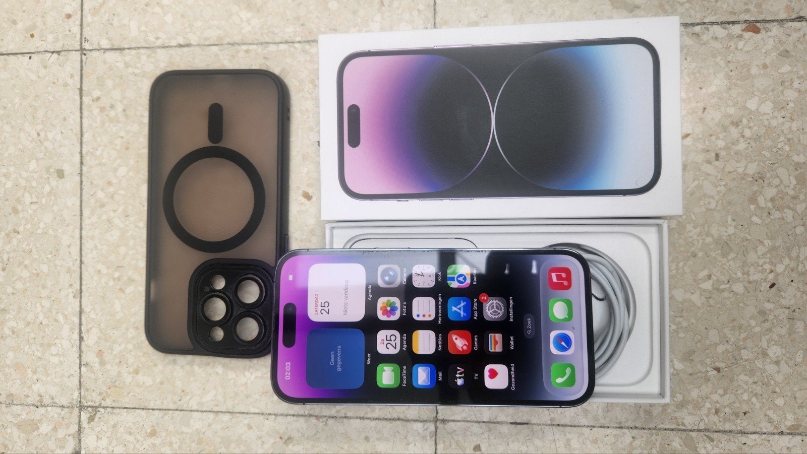 Te koop iPhone 14 pro 128gb, Telecommunicatie, Mobiele telefoons | Apple iPhone, Ophalen, Paars, Zo goed als nieuw, Zonder simlock