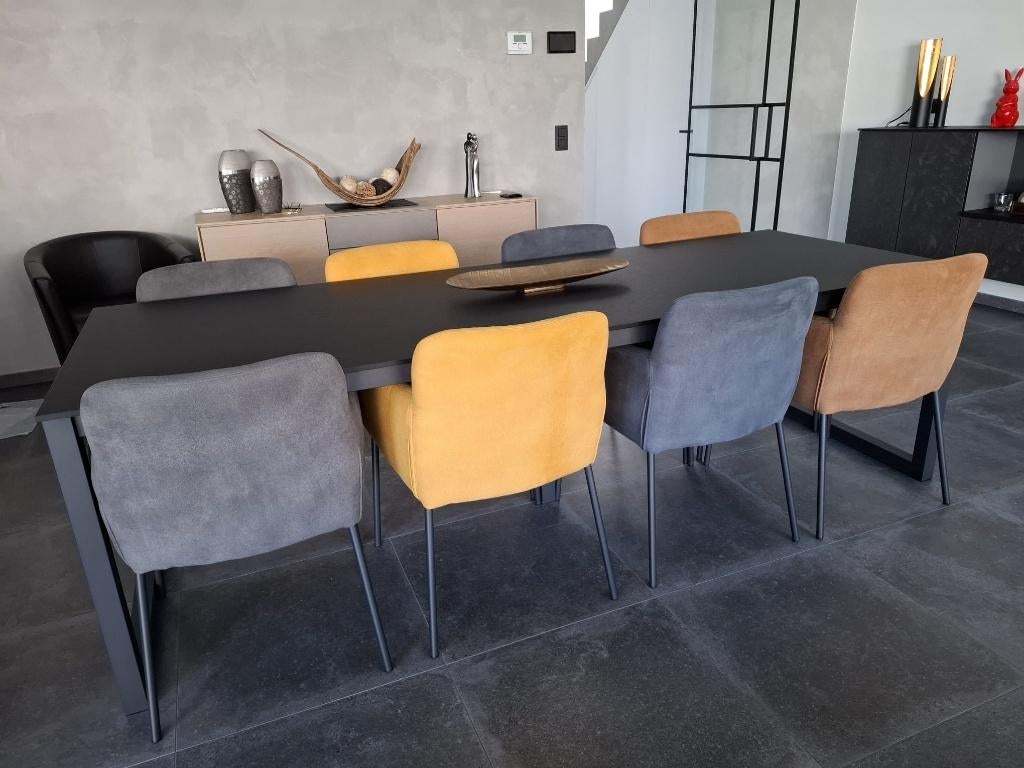 Eettafel 6à8 pers, Huis en Inrichting, Tafels | Eettafels, Ophalen, Zo goed als nieuw, Metaal