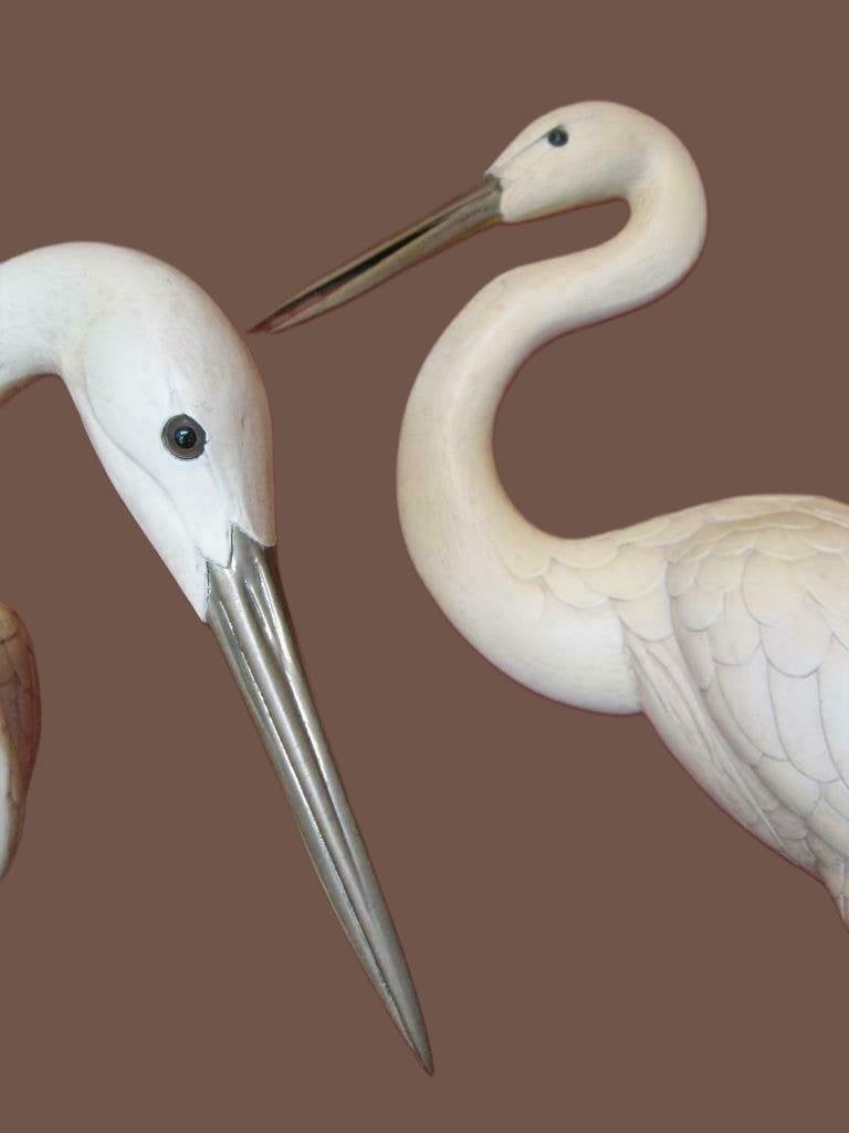 Twee prachtige eyecatchers reigers., Ophalen, Brons, Beeld