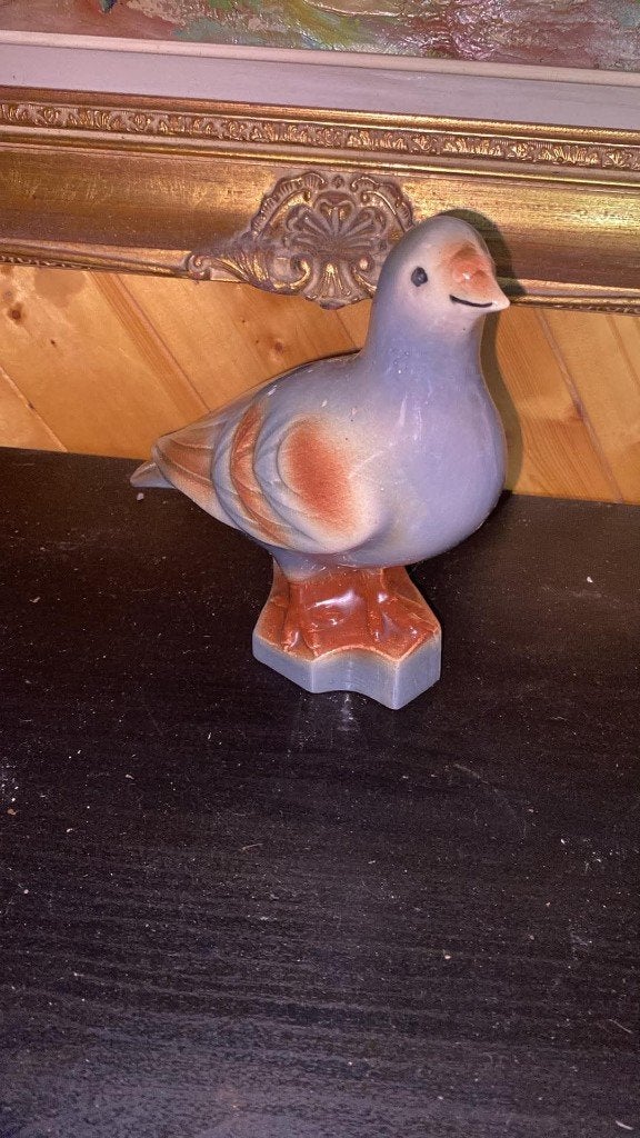 Ancien pigeon en emaux 20 cm, Enlèvement ou Envoi