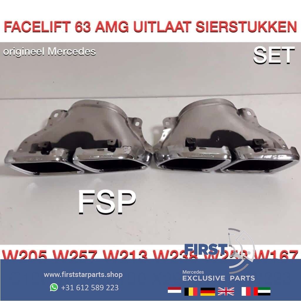 2020 63 AMG FACELIFT UITLAATSIERSTUKKEN SET CHROOM ORIGINEEL, Utilisé, -, -, Enlèvement ou Envoi