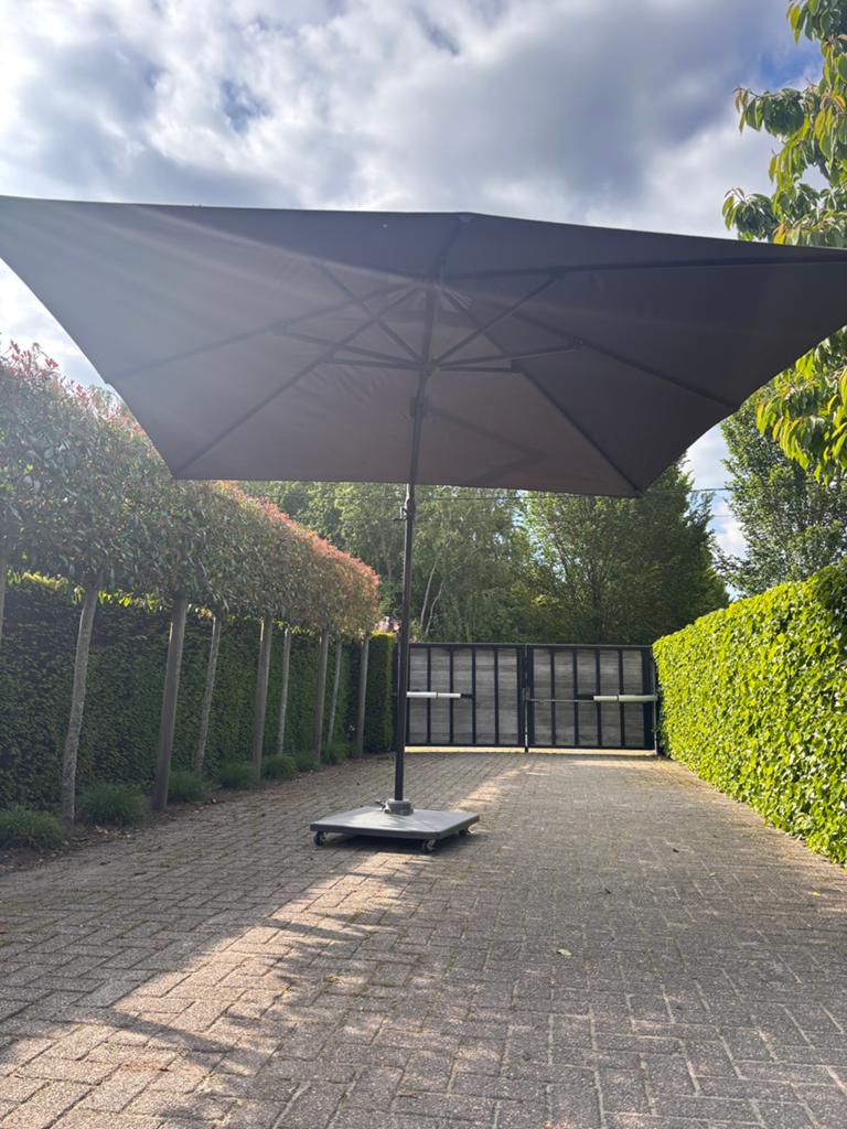 Luxe zweefparasol 3/3m Garden Plus, 3 à 4 mètres, Comme neuf, Parasol flottant, Enlèvement