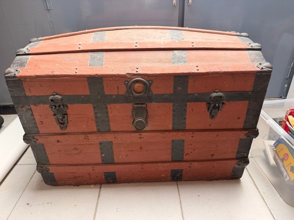 « Étui à pirates » antique/coffre au trésor, Enlèvement, Utilisé, 50 à 75 cm, Autres essences de bois