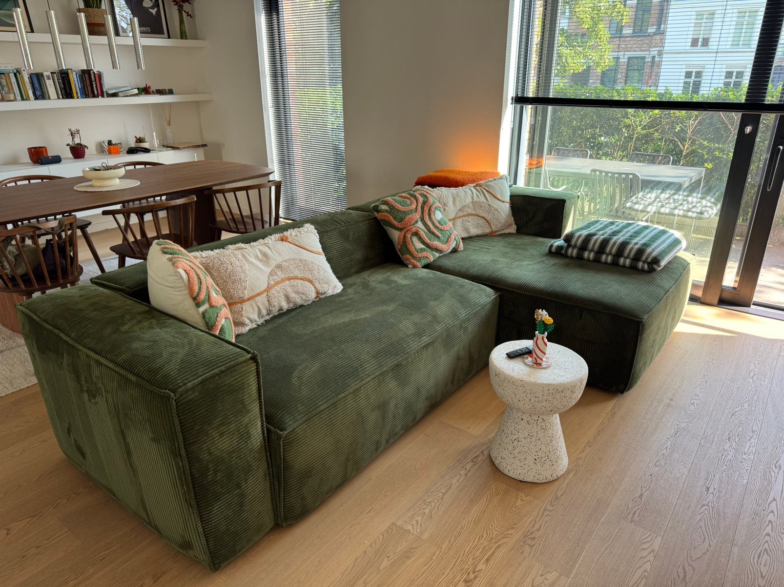 Zetel Kave Home - Corduroy Groen B300 x D174 x H69 cm, Ophalen, Zo goed als nieuw