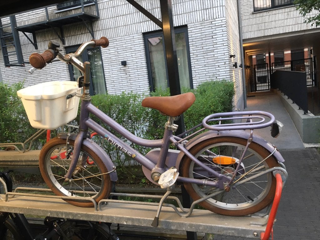 Kinderfiets 16” met mandje en bagagedrager, Frein sur jante, 16 à 20 pouces, Enlèvement, Utilisé
