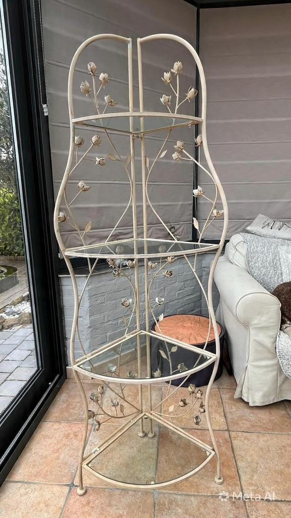 Étagère d’angle fer forgé 4 plateaux verre, Maison & Meubles, Accessoires pour la Maison | Étagères, Utilisé, Enlèvement