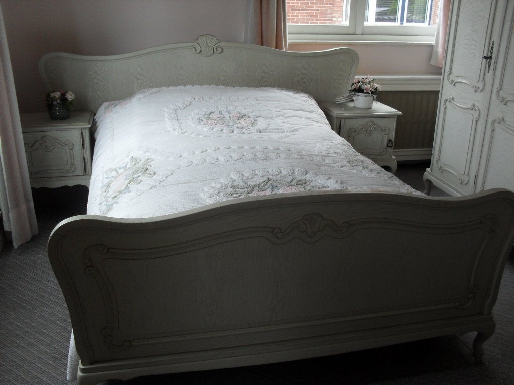Stijlvolle witte Louis XV slaapkamer, Ophalen, Gebruikt, Tweepersoons, Louis XV