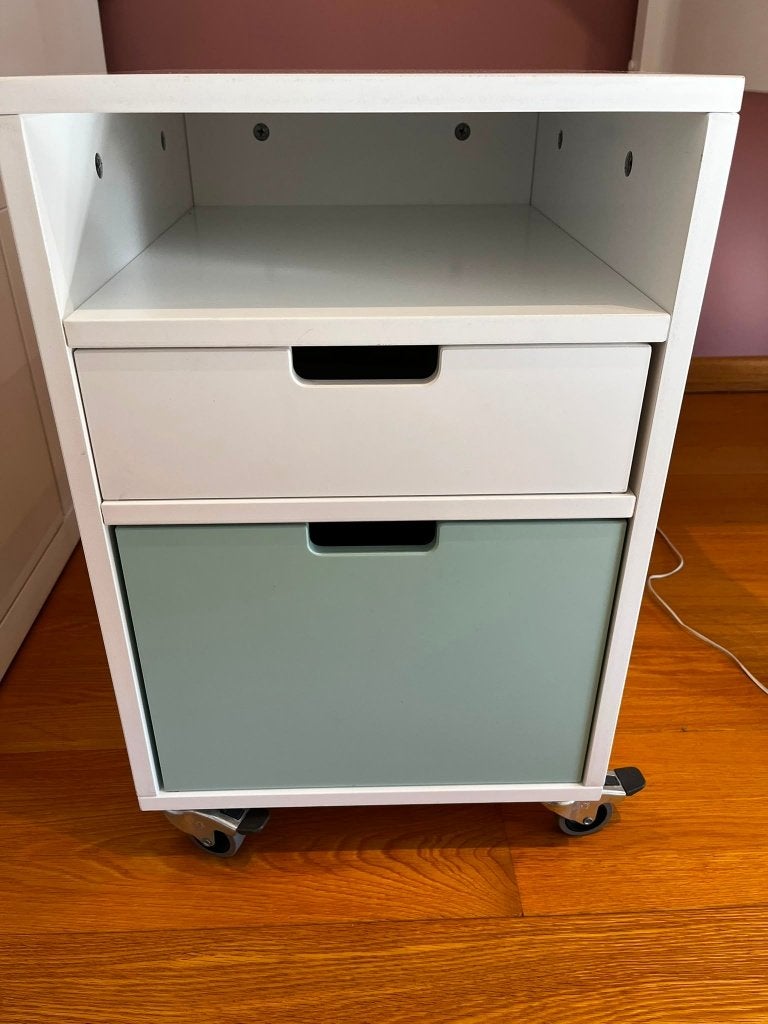 Caisson à tiroirs blanc sur roulettes BOPITA boite verte, 25 à 50 cm, Moins de 100 cm, Comme neuf, Enlèvement