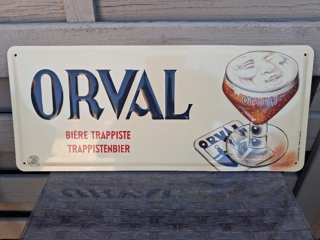 Assiette en fer blanc gaufré ORVAL, Enlèvement ou Envoi, Comme neuf, Panneau publicitaire