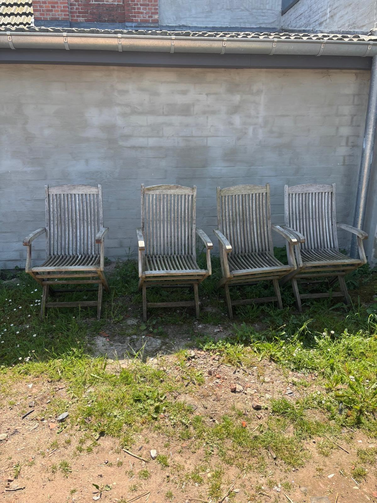 4 inklapbare teak stoelen, Enlèvement, Utilisé, Bois, Pliant