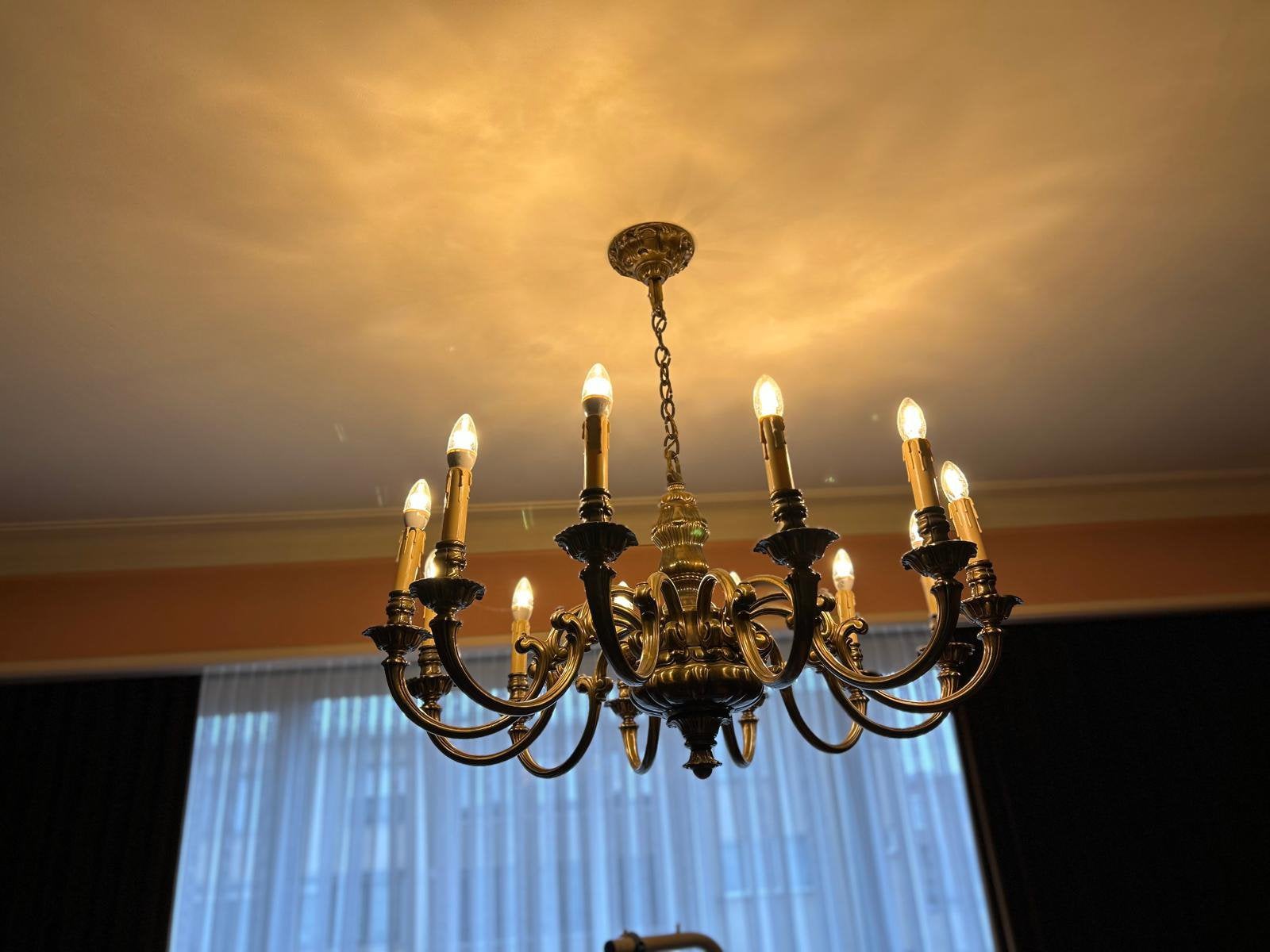 Bronzen kroonluchter, Huis en Inrichting, Lampen | Kroonluchters, Ophalen, Gebruikt, Overige materialen