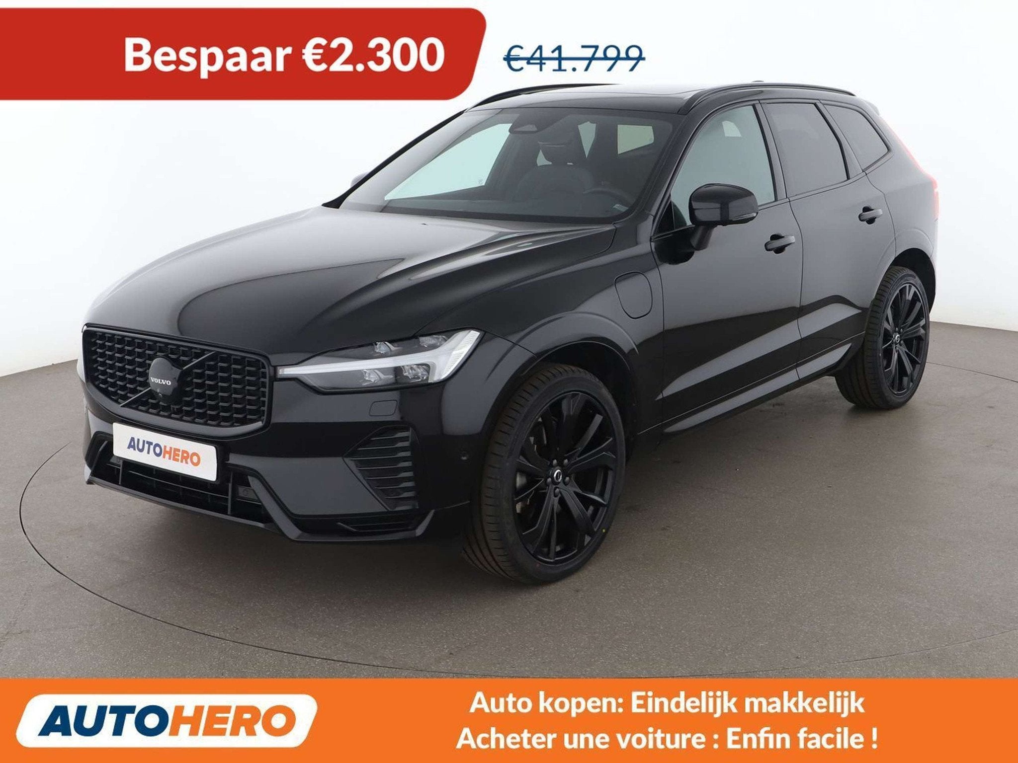 Volvo XC60 2.0 T6 Recharge Plug-in Hybrid Black Edition AWD, Auto's, Automaat, Gebruikt, 1969 cc, Zwart