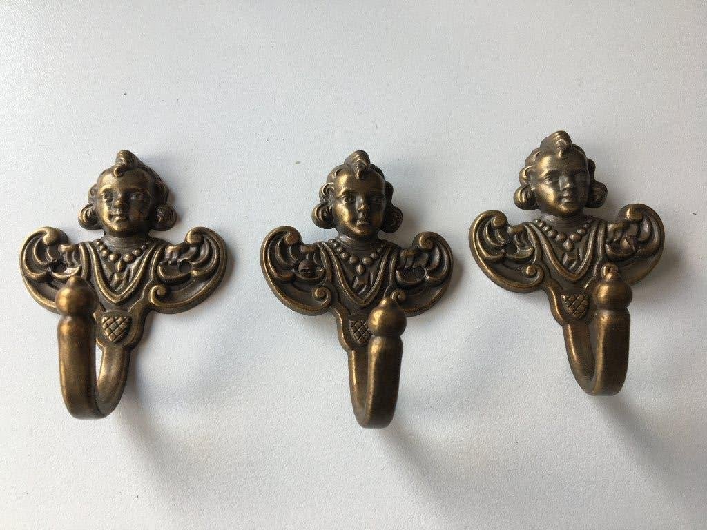 Koperen kapstokhaken engelen 3 stuks, Ophalen of Verzenden, Dier