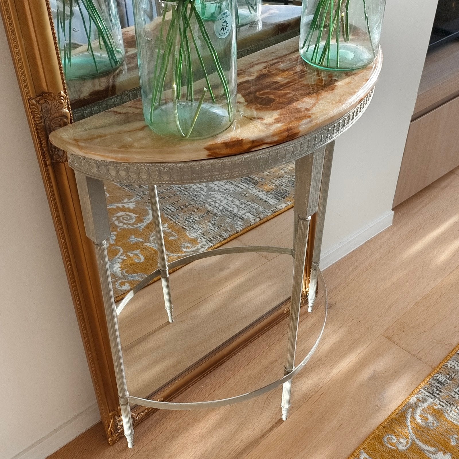 Prachtige hal-/sidetable met echt onyx marmeren blad, Ophalen