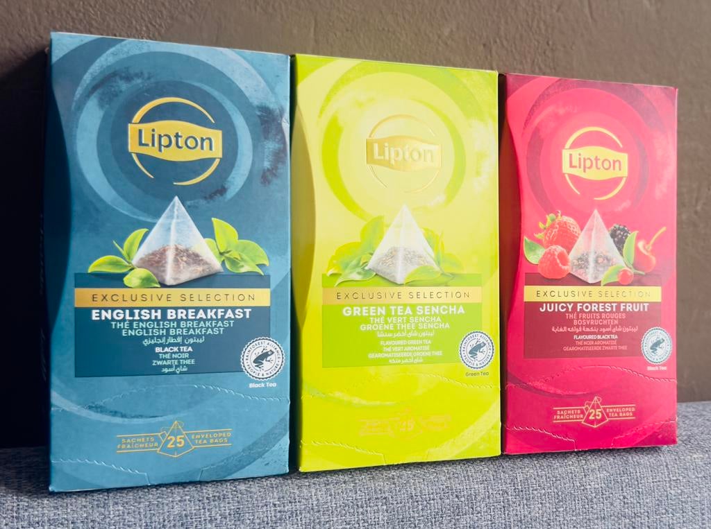 Lipton Engelse thee, rode vruchtenthee, groene thee, Hobby en Vrije tijd, Theezakjes, Ophalen of Verzenden, Theezakje(s), Vol