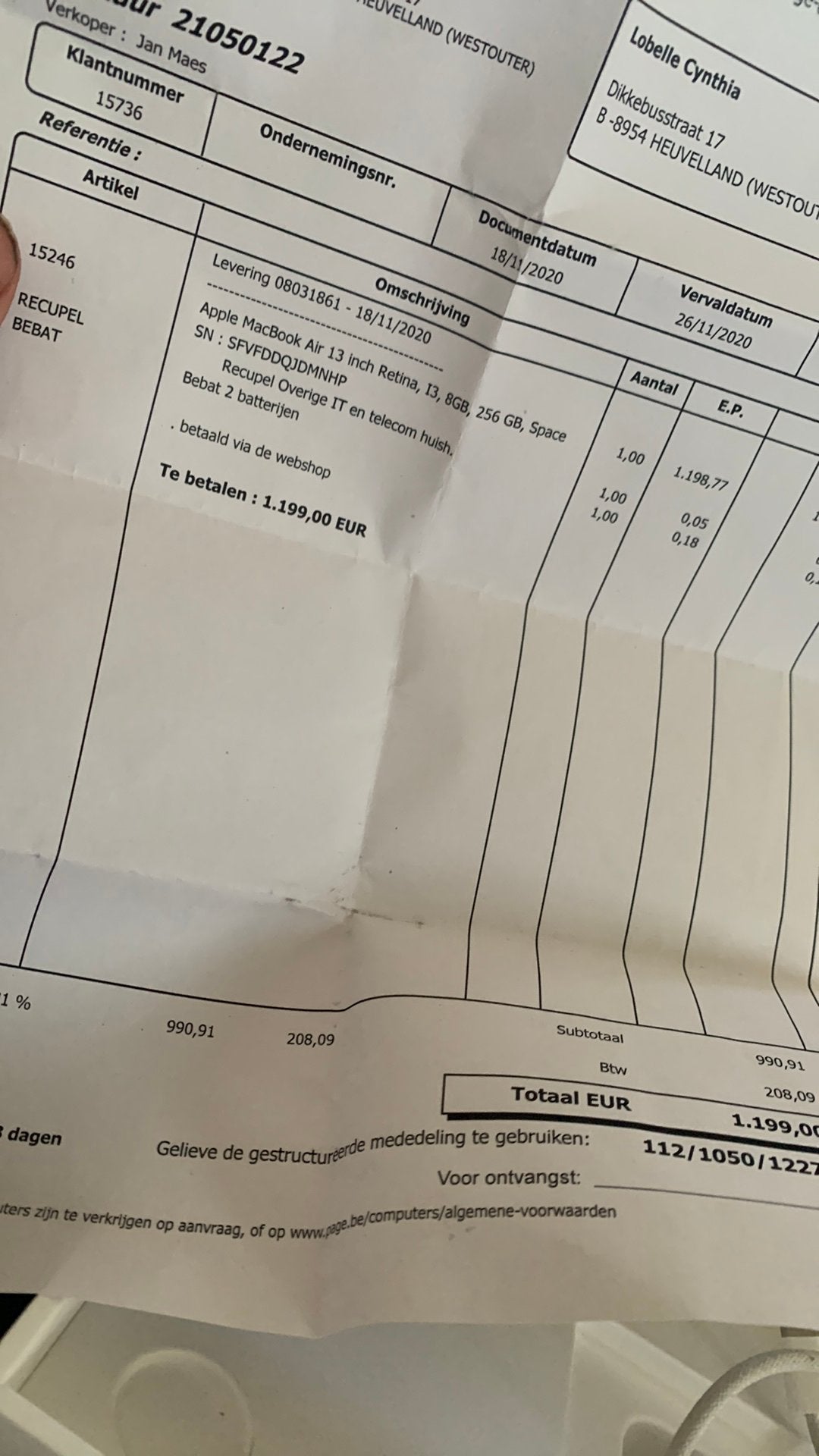 Macbook air i3, Computers en Software, Ophalen of Verzenden, Zo goed als nieuw