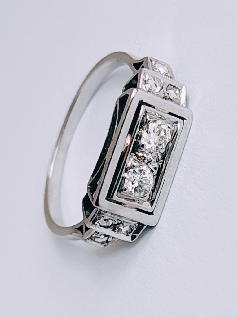 Artdeco gouden ring met diamanten 0,29kt, Ophalen of Verzenden, Zo goed als nieuw, Dame of Heer, Met edelsteen