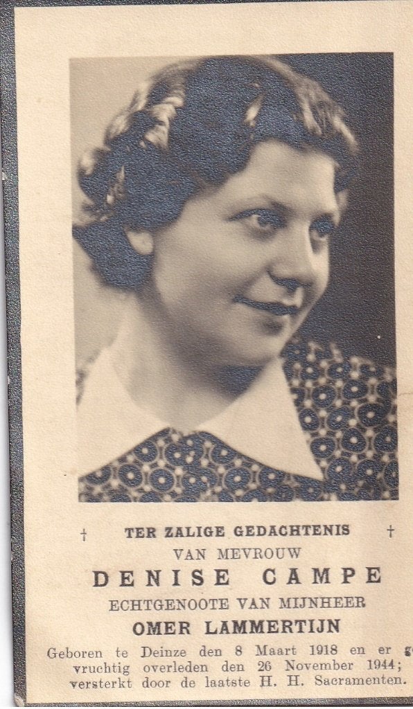 B P FOTO DEINZE CAMPE DENISE 1918 - 1944, Ophalen of Verzenden, Bidprentje