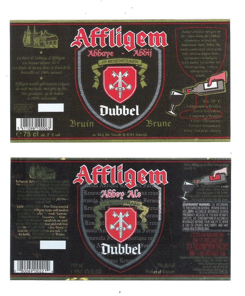 Bieretiketten 2 x Affligem - 005, Ophalen of Verzenden