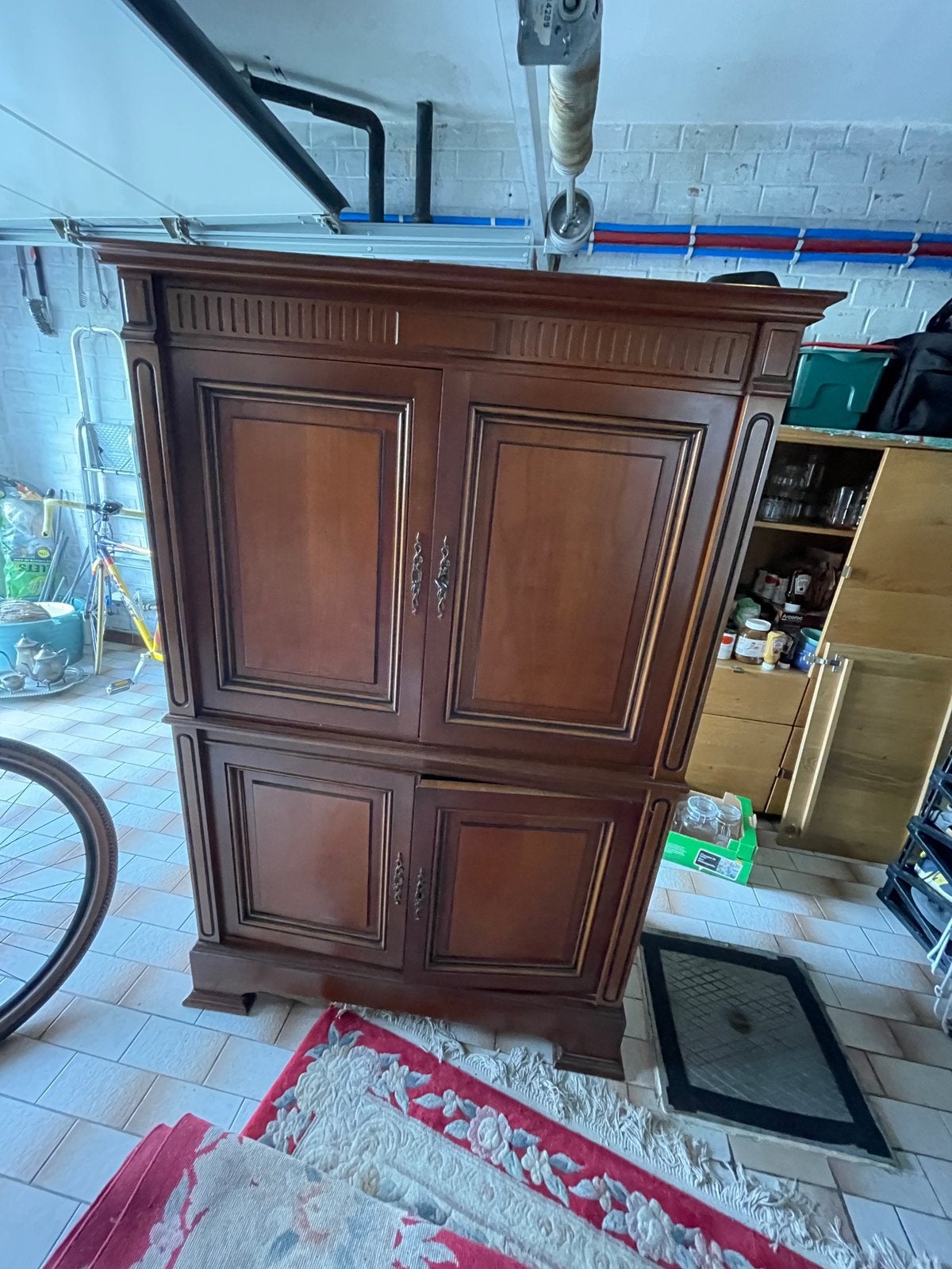 Houten rode kerselaar kast, Ophalen, Gebruikt, 70 tot 120 cm, 120 tot 170 cm