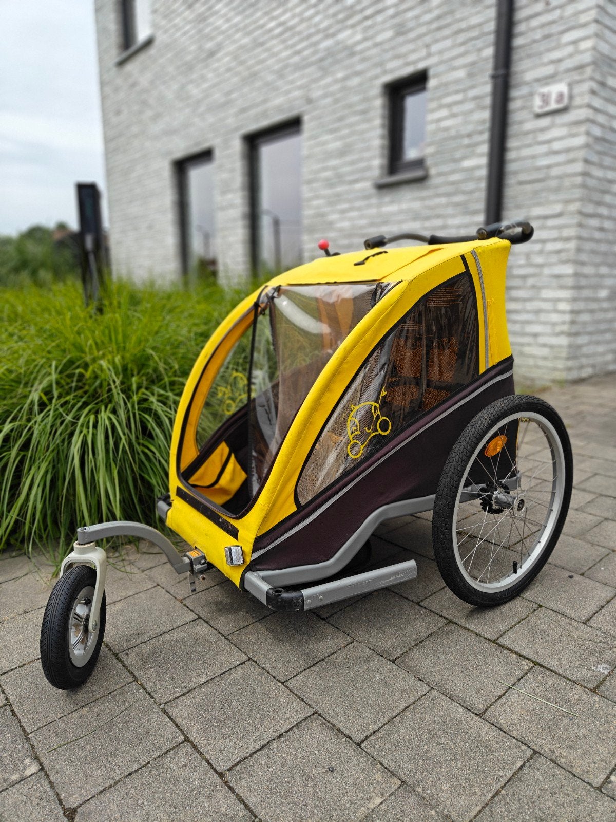 Aanhangwagen voor fiets voor twee kindjes, Fietsen en Brommers, Ophalen, Gebruikt, Opvouwbaar, Kinderkar