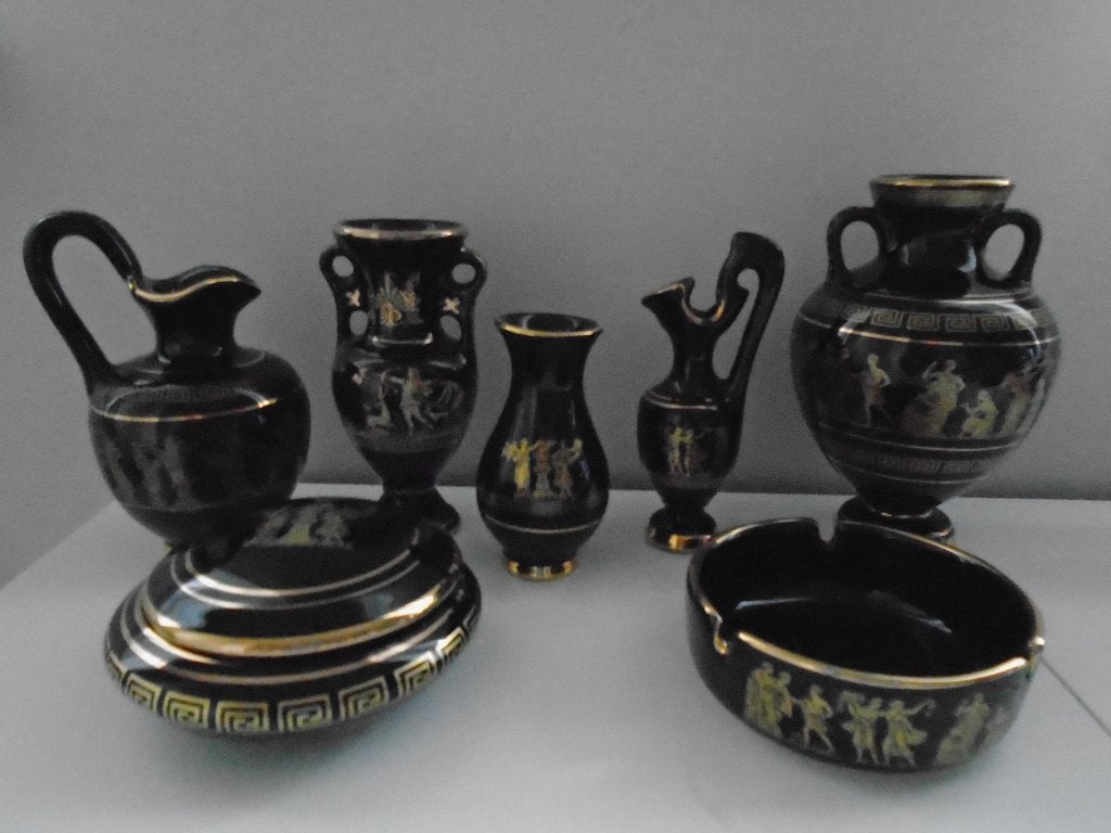 Vintage keramische set handgemaakt in Griekenland, Ophalen of Verzenden