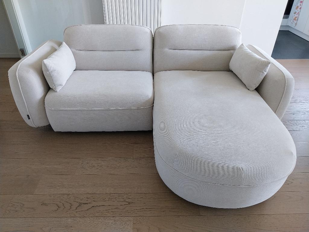 Canapé d'angle 220x167cm tissu anti tache beige, Enlèvement, Comme neuf, Tissus