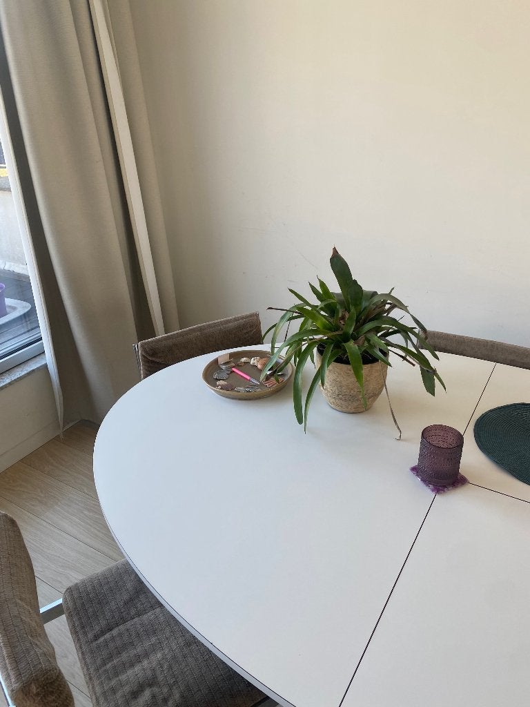 Witte ovalen salontafel vintage, Ophalen, Gebruikt, Vintage, 50 tot 100 cm