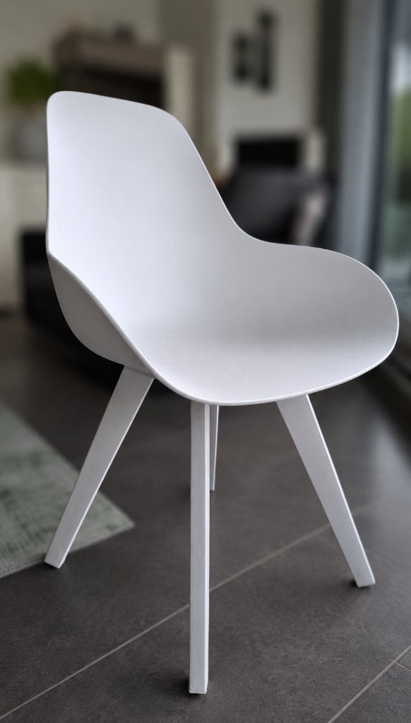 Set van 6 Exterioo Mesa Tuinstoelen / Eetkamerstoelen, Ophalen, Kunststof, Wit, Zo goed als nieuw
