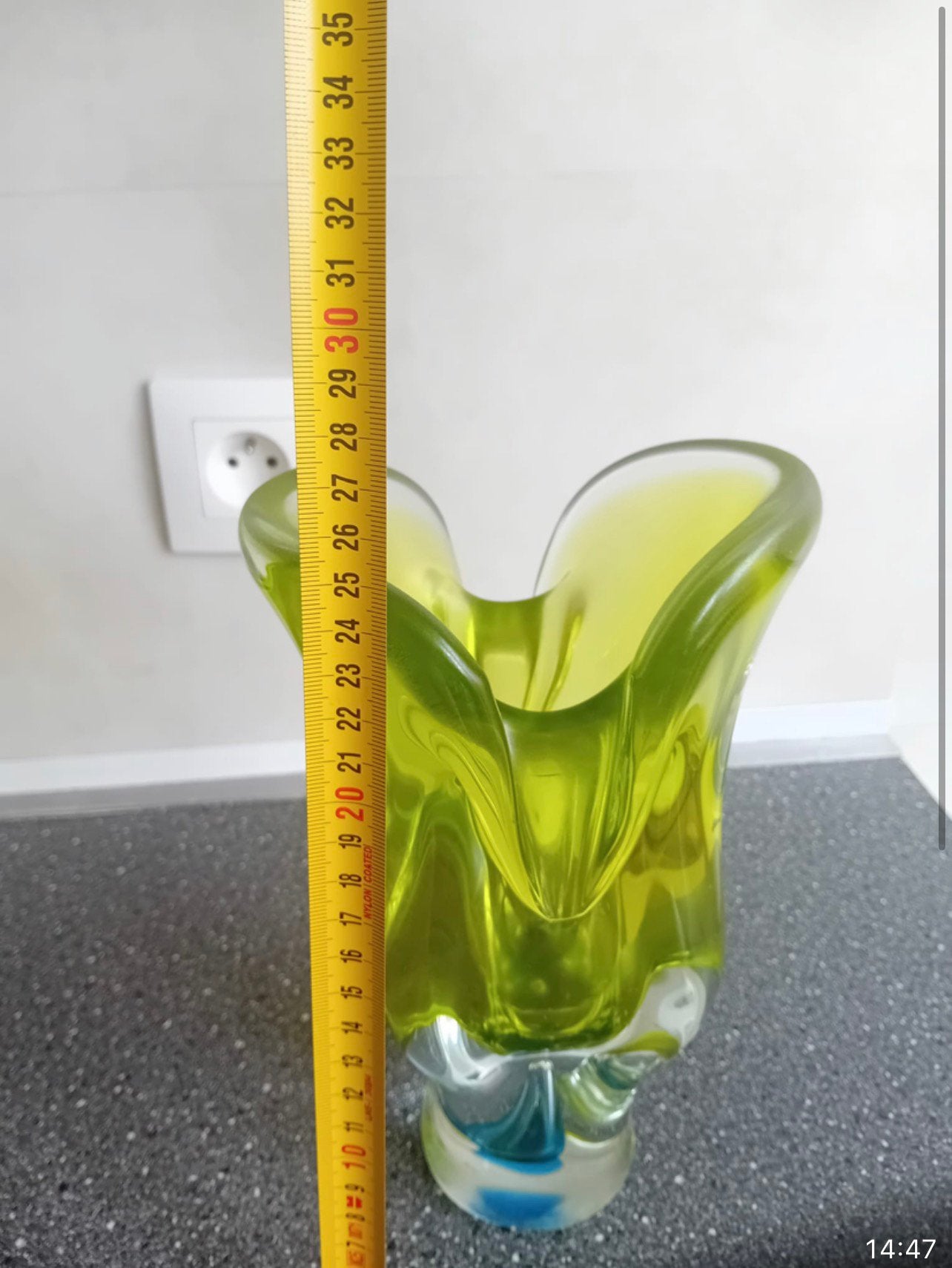 Vintage Murano-stijl glazen vaas – groen – 27 cm, Maison & Meubles, Accessoires pour la Maison | Vases, Enlèvement, Comme neuf
