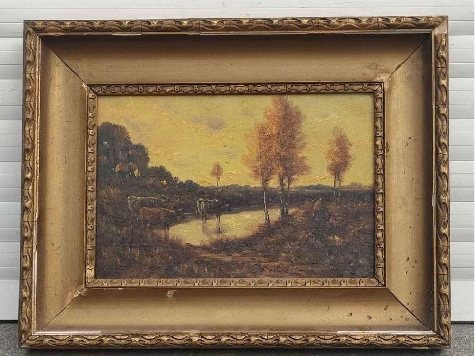 Huile sur toile vaches signe Paul schouten, Enlèvement ou Envoi, Toile