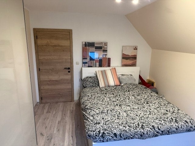 Lit IKEA BRIMNES 160x200 – tête de lit, Ophalen, Wit, Tweepersoons, Zo goed als nieuw