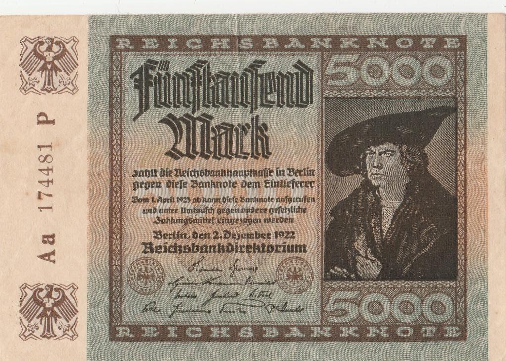 5.000 Mark Duitsland 1922, Postzegels en Munten, Ophalen of Verzenden, Duitsland, Los biljet