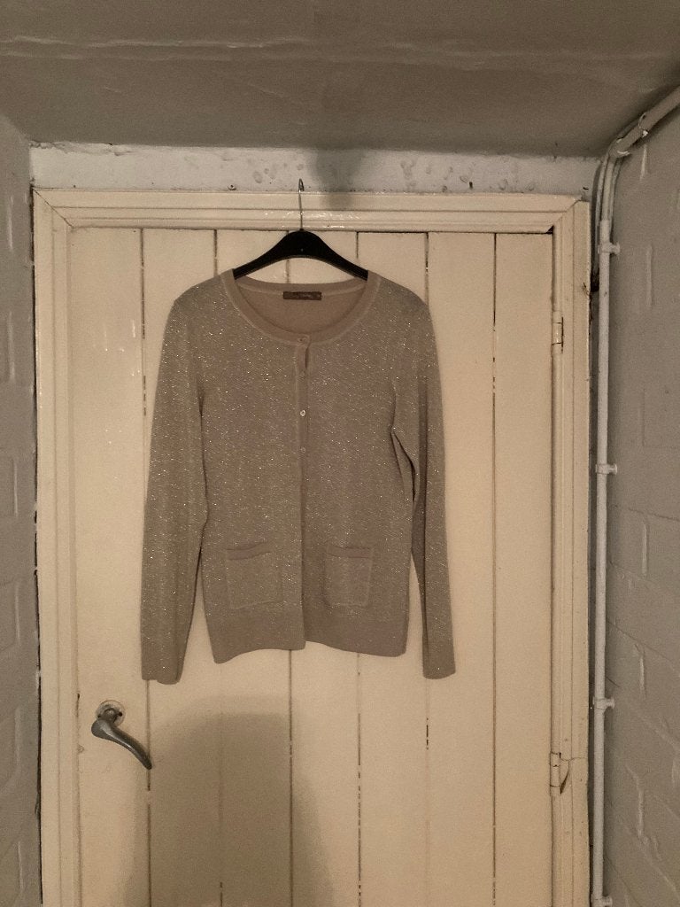 Goudkleurige met spikkel cardigan, Comme ça, 38, Kleding | Dames, Truien en Vesten, Maat 38/40 (M), Overige kleuren, Zo goed als nieuw