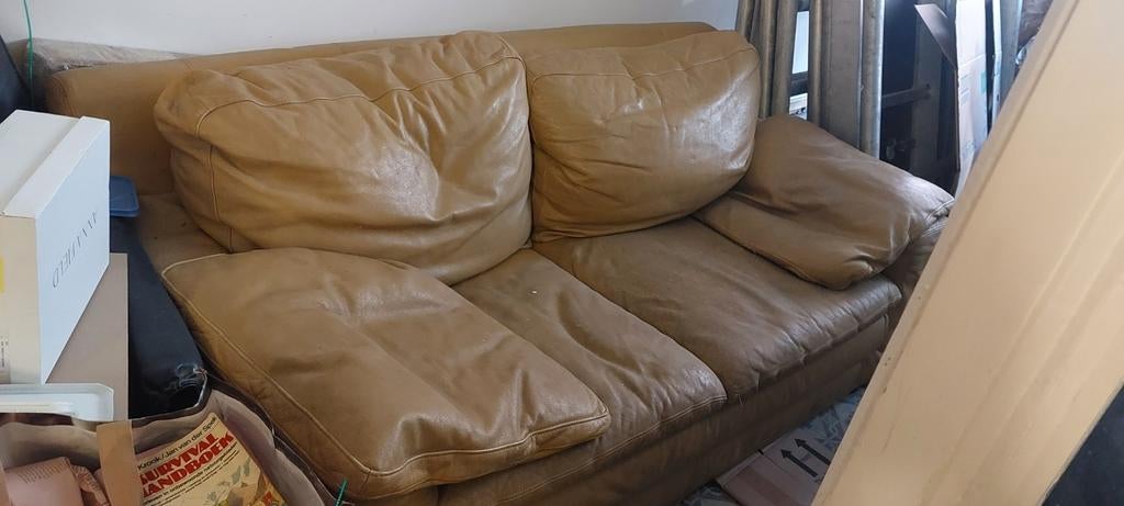 Gratis - 2 zit van leer, Huis en Inrichting, Ophalen, Leer