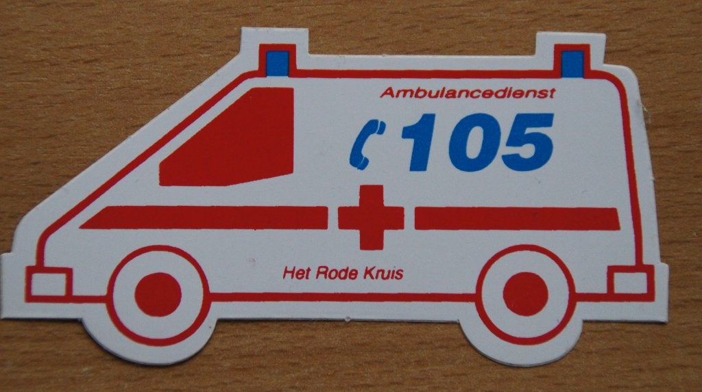 autocollant vintage Croix-Rouge 105 Ambulance Service, Enlèvement ou Envoi, Neuf, Voiture ou Moto