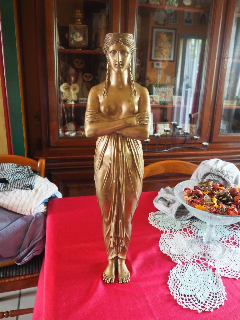 SCULPTURE BRONZE, Antiquités & Art, Art | Sculptures & Bois, Statue, Brons, Femme, Doré, Enlèvement