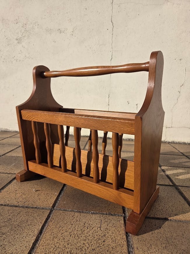 Vintage houten krantenrek, Ophalen, Meerdere vakken, Vintage, Zo goed als nieuw