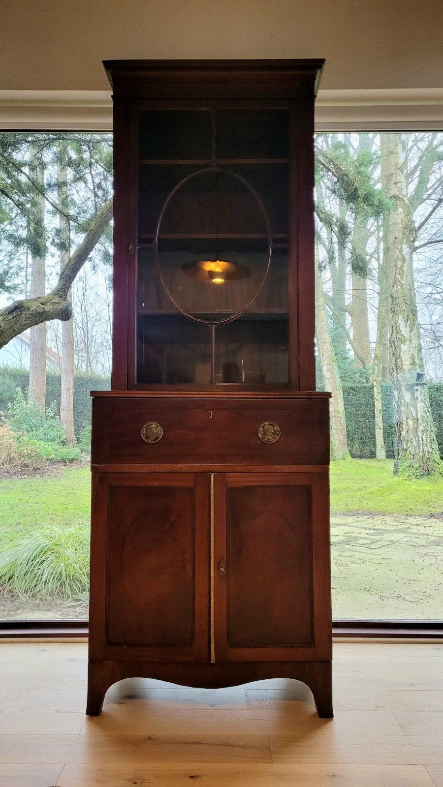 Laat-achttiende-eeuwse George III bureau-bookcase in acajou, Maison & Meubles, Enlèvement