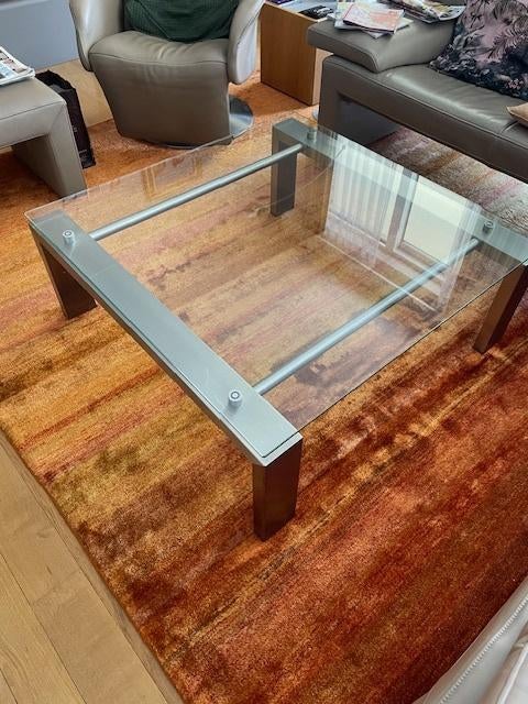 Te koop glazen salontafel, Ophalen, Gebruikt, Vierkant, Glas