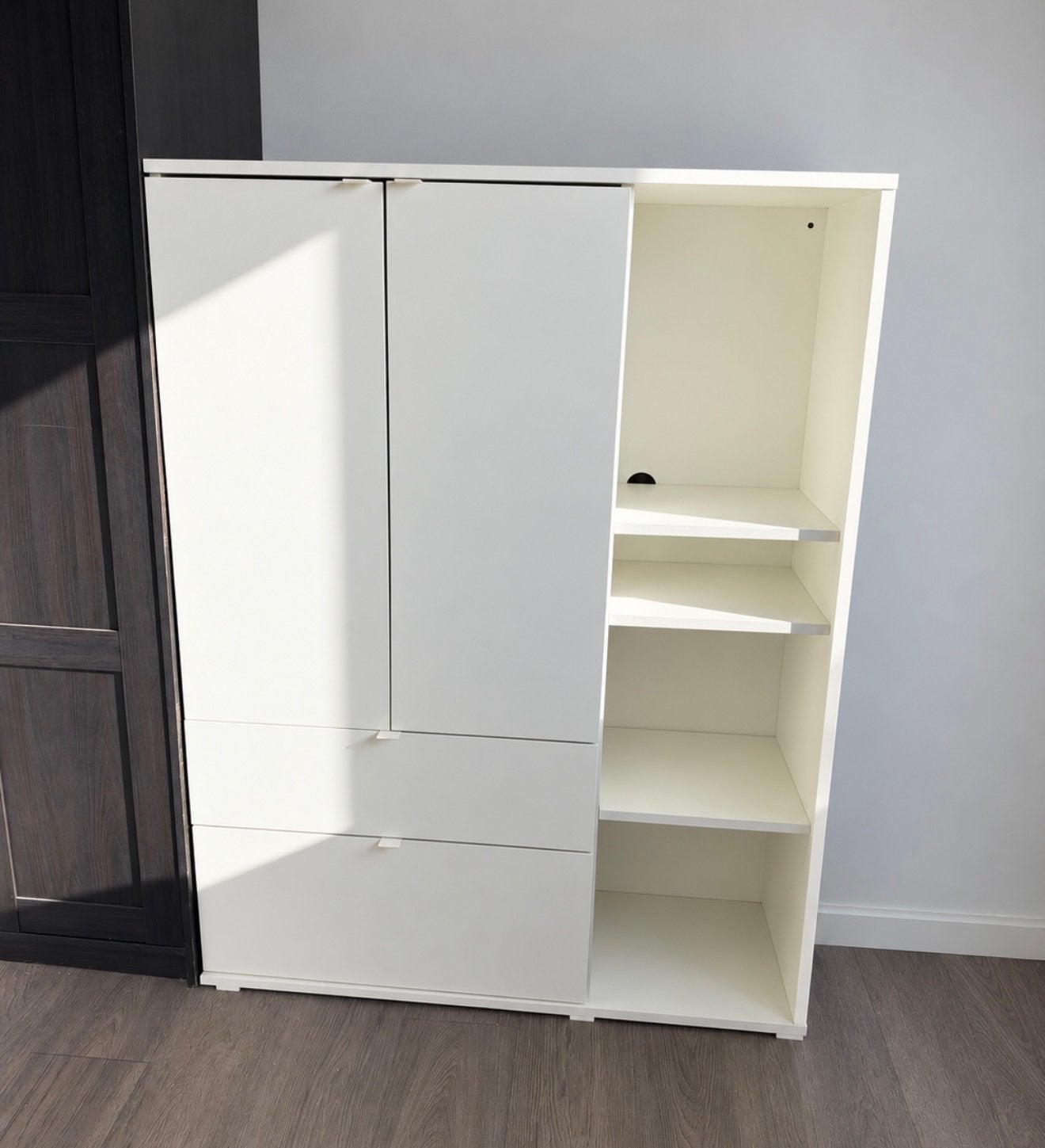 Witte opbergkast - kledingkast, Huis en Inrichting, Ophalen, Gebruikt, 100 tot 150 cm, 100 tot 150 cm