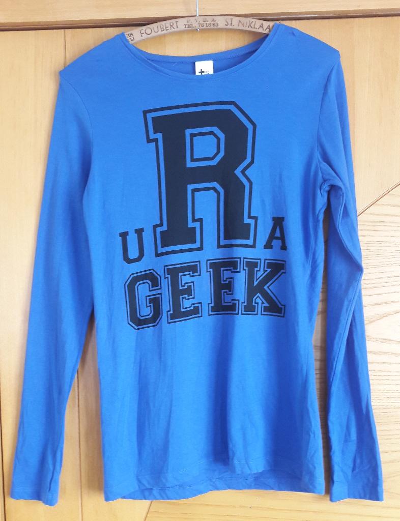 Blauwe t-shirt met lange mouwen van C&A maat 170-176, Kleding | Heren, T-shirts, Blauw, Zo goed als nieuw, Maat 46 (S) of kleiner