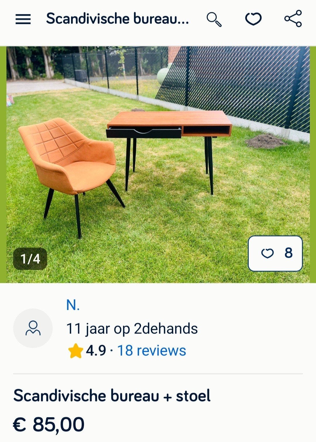 Scandinavische bureau en stoel, Huis en Inrichting, Ophalen
